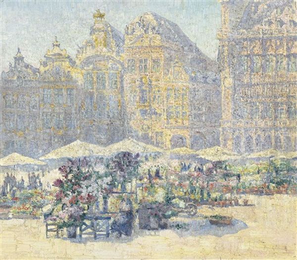 La Grand-place De Bruxelles Oil Painting by Paul Leduc