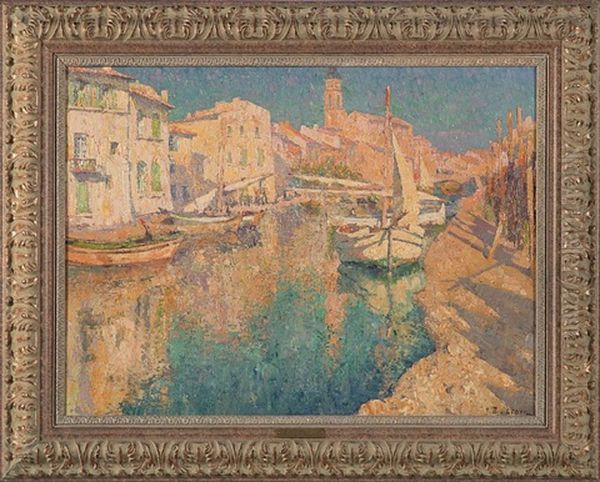 Le Quai Marceau A Martigues Oil Painting by Paul Leduc