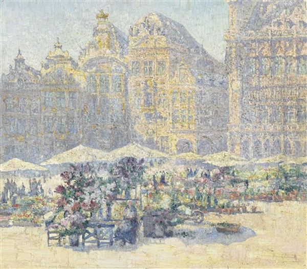 The Grand Place In Brussels Oil Painting by Paul Leduc