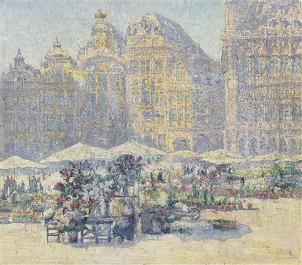 La Grand-place De Bruxelles Oil Painting by Paul Leduc