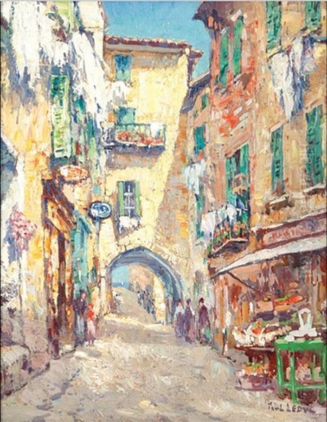 Rue Du Poilu/a/villefranche/sur Mer Oil Painting by Paul Leduc