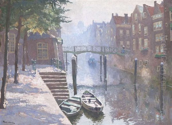 Canal A Bruges Oil Painting by Paul Leduc