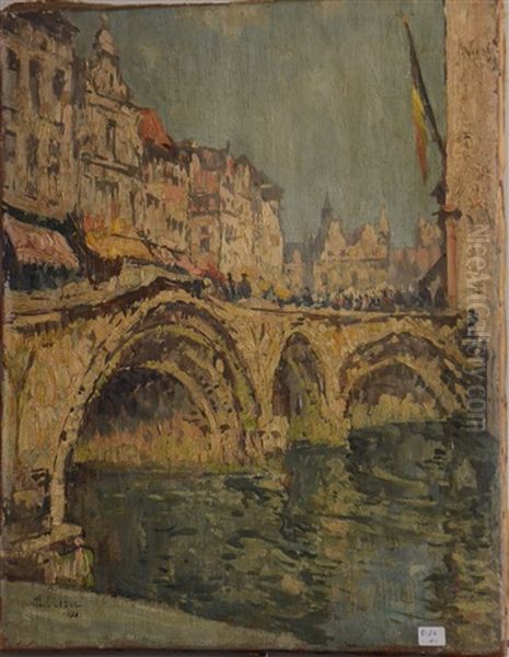 Le Pont Gothique A Malines Oil Painting by Paul Leduc