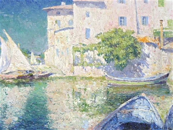 Coin De Port En Provence - Martigues Oil Painting by Paul Leduc