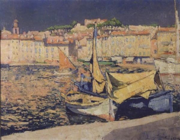 Voiliers Dans Le Port De Saint Tropez by Paul Leduc