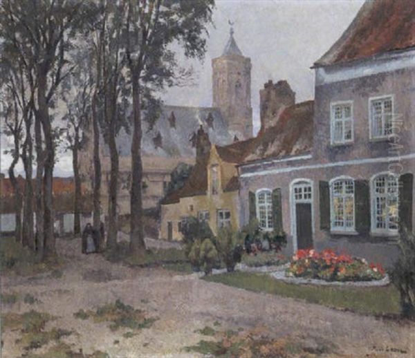 Begijnhof In Vlaanderen Oil Painting by Paul Leduc