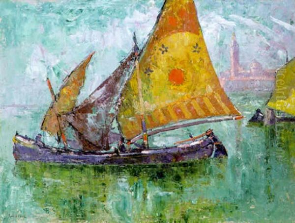 Barques A Venise Oil Painting by Paul Leduc