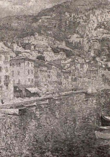 Le Quai Courbet A Villefranche-sur-mer Oil Painting by Paul Leduc