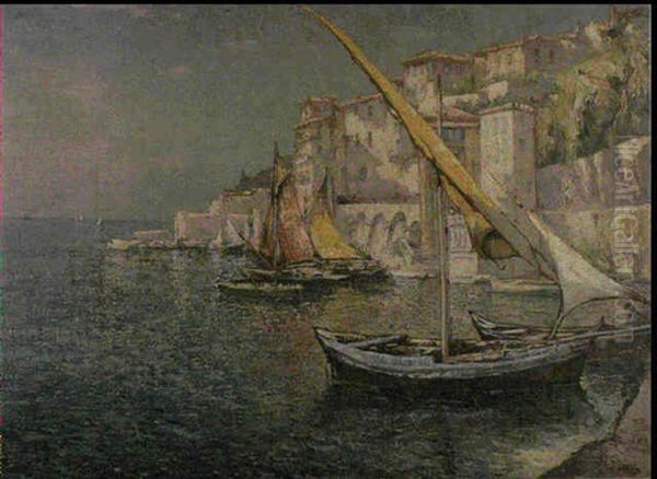 La Rade A Villefranche Oil Painting by Paul Leduc