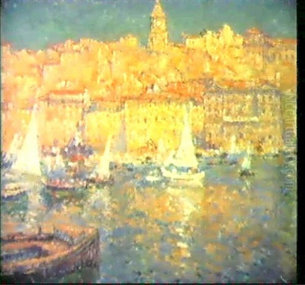 Le Vieux Port A Marseille Oil Painting by Paul Leduc