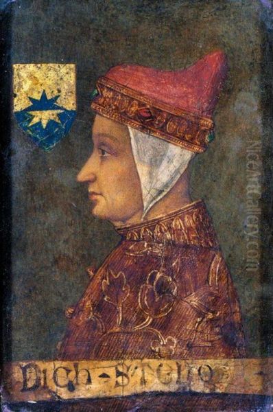 Portrait Of Marcello Steno, Doge Of Venice, (1400-1413), Half Length Oil Painting by Gentile Bellini