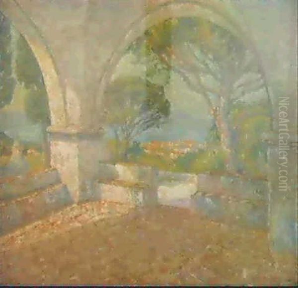 Terasse Et Vue A Juan-les-pins Oil Painting by Paul Leduc