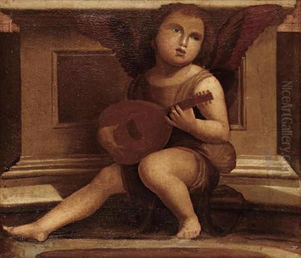 Putto Playing An Instrument Oil Painting by Giovanni Bellini