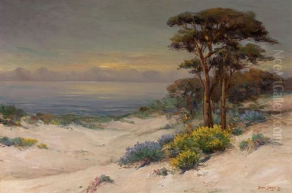 Carmel Beach Oil Painting by Bertha Stringer Lee