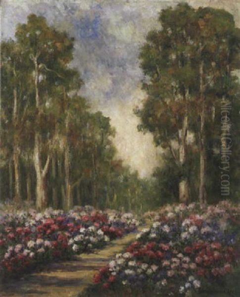 Rhododendrons, Golden Gate Park (no.1068) Oil Painting by Bertha Stringer Lee