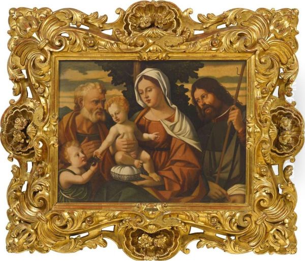 Madonna Mit Kind,johannesknaben, Hl. Joseph Und Hl. Rochus Oil Painting by Giovanni Bellini