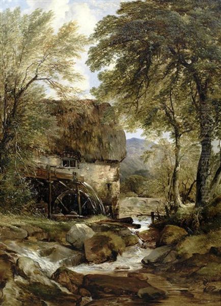 A Mill House On The River Oil Painting by Frederick Richard Lee