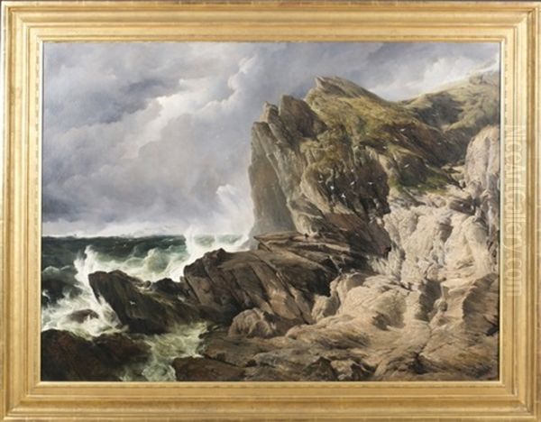 On The Cornish Coast Oil Painting by Frederick Richard Lee