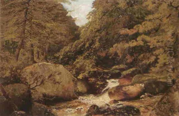 A Wooded River Landscape by Frederick Richard Lee