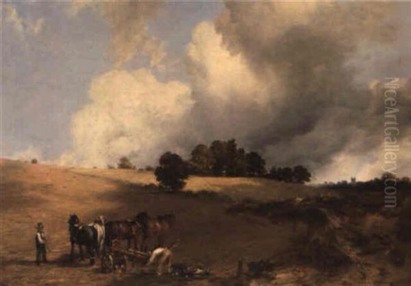 Preparing The Plough Team Oil Painting by Frederick Richard Lee