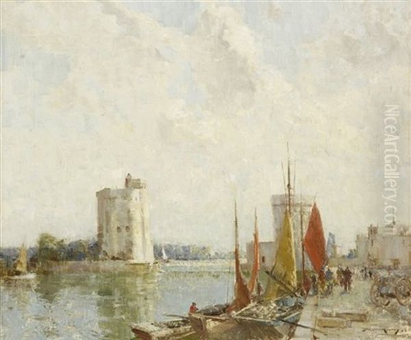 L'entree Du Port, La Rochelle Oil Painting by William Lee-Hankey