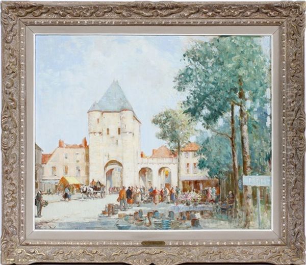 Market At Moret Sur Doire Oil Painting by William Lee-Hankey