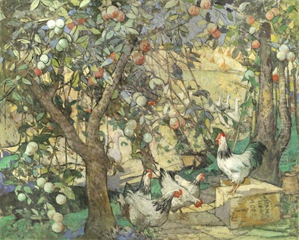 In The Orchard Oil Painting by William Lee-Hankey