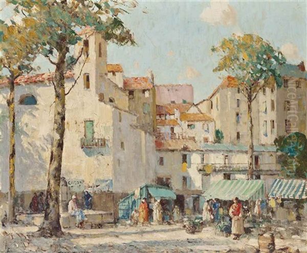 Market Day, San Remo, Italy Oil Painting by William Lee-Hankey