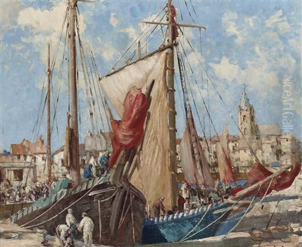 The Louvain Basin, Boulogne Oil Painting by William Lee-Hankey