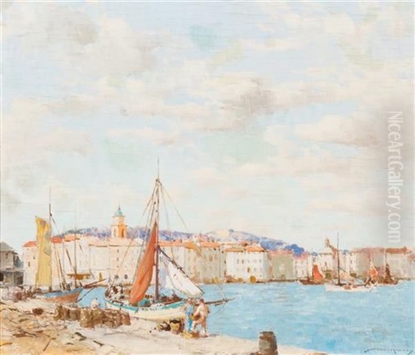 Le Port, Saint Tropez Oil Painting by William Lee-Hankey