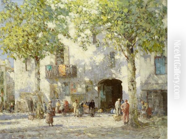 A French Street Scene Oil Painting by William Lee-Hankey