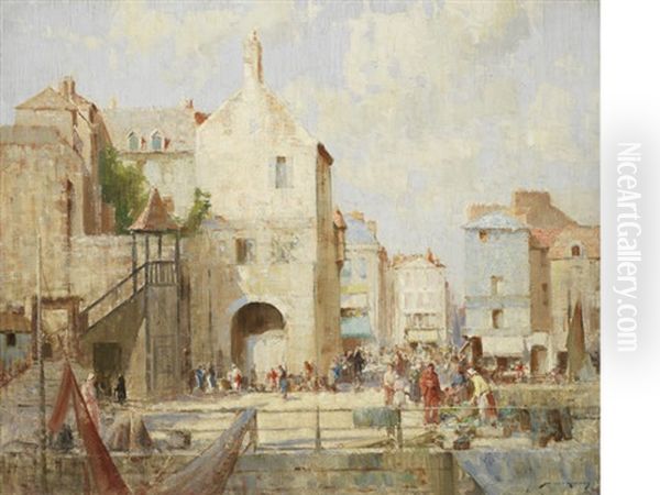 Market Day, Honfleur Oil Painting by William Lee-Hankey