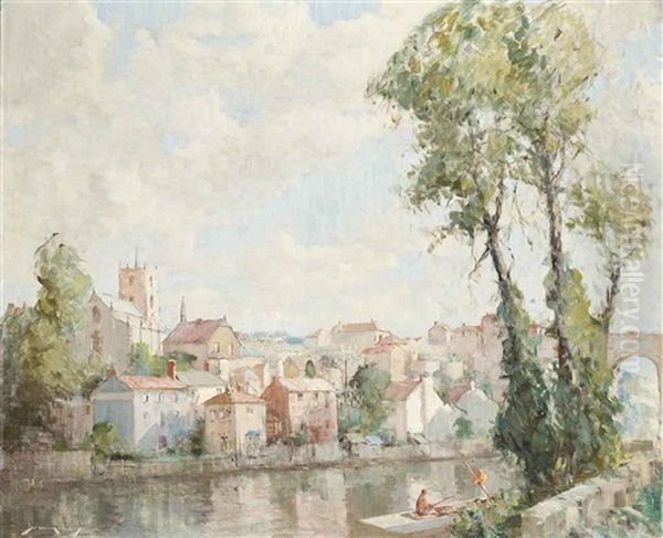 Punting On The Nidd, Knaresborough Oil Painting by William Lee-Hankey