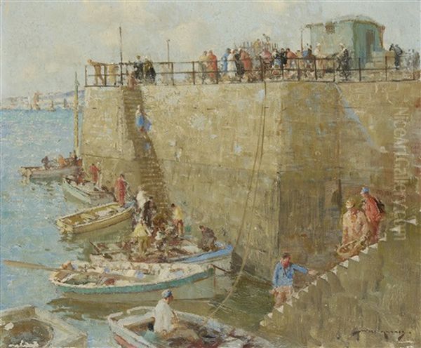 Small Craft, Concarneau Oil Painting by William Lee-Hankey