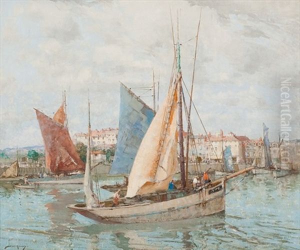 Sailing Boats, Concarneau Oil Painting by William Lee-Hankey