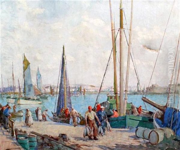 Bringing In Tonny Fish, Brittany Oil Painting by William Lee-Hankey