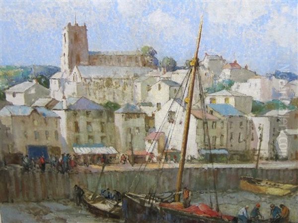 Brixham, Devonshire Oil Painting by William Lee-Hankey