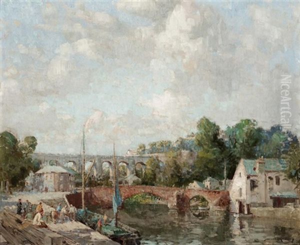 The River Rance At Dinan, Normandy Oil Painting by William Lee-Hankey