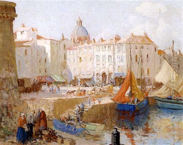 Off To The Fish Market, La Rochelle Oil Painting by William Lee-Hankey