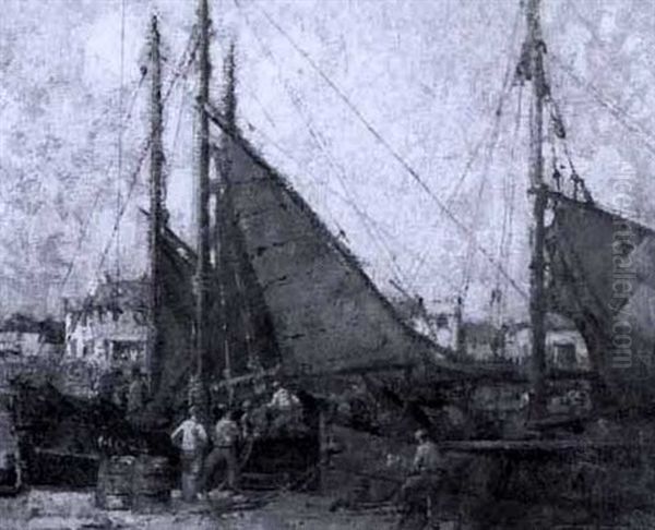 Fishing Boats, Honfleur Oil Painting by William Lee-Hankey