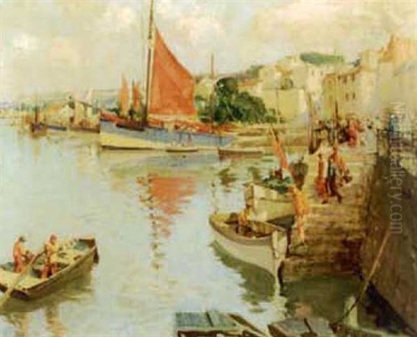 On The Brittany Coast Oil Painting by William Lee-Hankey