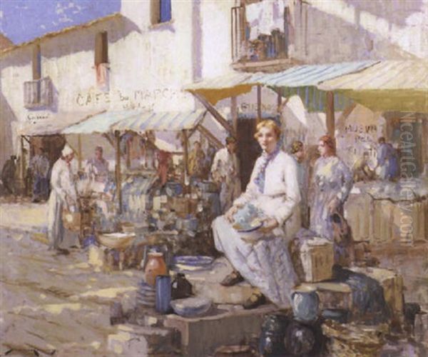 The Crockery Stall, Mentone Oil Painting by William Lee-Hankey