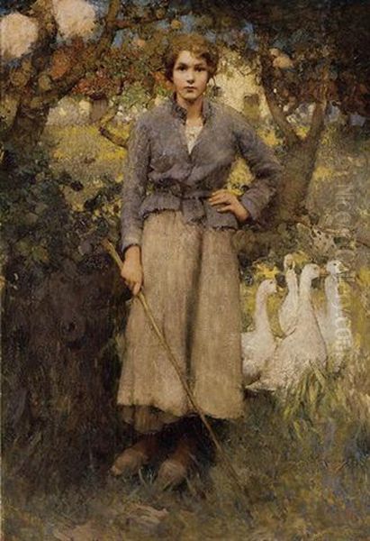 The Goose Girl Oil Painting by William Lee-Hankey