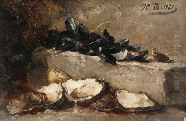 Still Life With Clams Oil Painting by Hubert Bellis