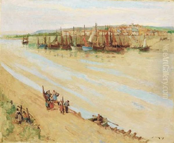 Waiting For The Tide, Brittany Oil Painting by William Lee-Hankey