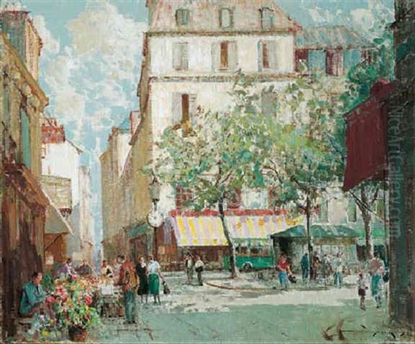 Market Near The Pantheon, Paris by William Lee-Hankey