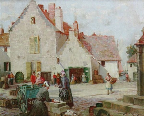 The Fishing Quarters, Brittany Oil Painting by William Lee-Hankey