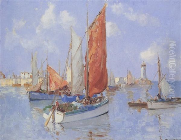 Fishing Boats, Charente Oil Painting by William Lee-Hankey