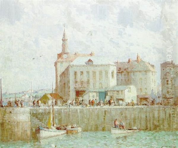 Dieppe Harbour Oil Painting by William Lee-Hankey