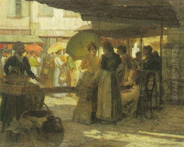 Market Day, Menton Oil Painting by William Lee-Hankey